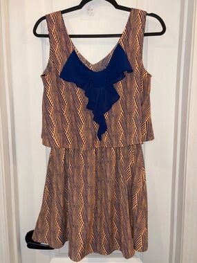 blu pepper striped dress Lela Rose Blue/White Floral Print Dress, Large – Radbird main image 1